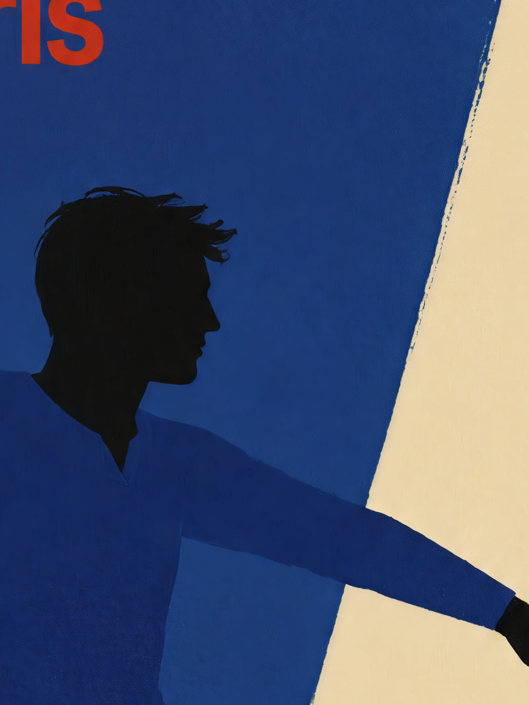 Detail a taille reelle du tirage, affiche football paris silhouette bleue