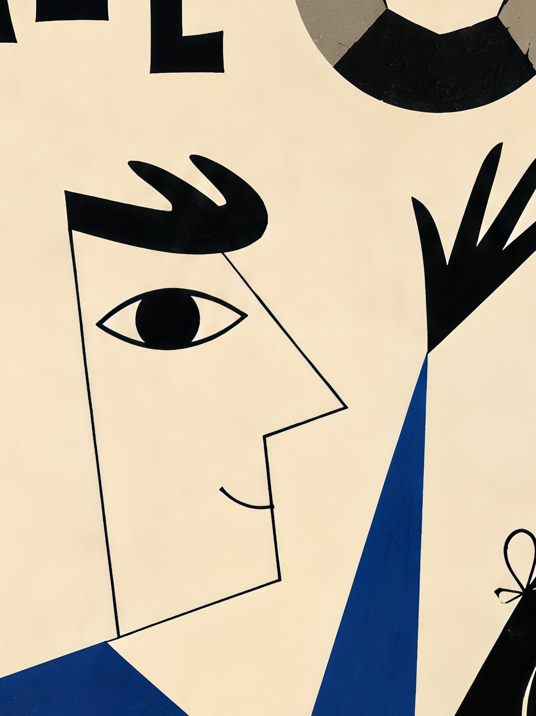 Detail a taille reelle du tirage, affiche football paris visage de profil