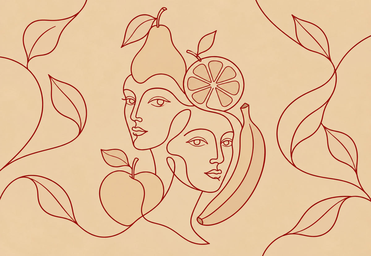 Faces among the fruit (Landscape)