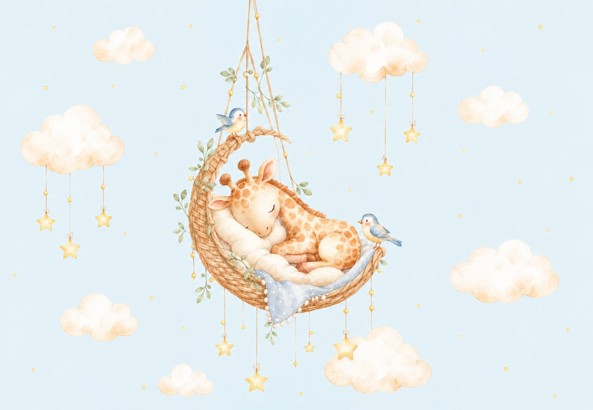 Girafa adormecida nas estrelas (Horizontal)