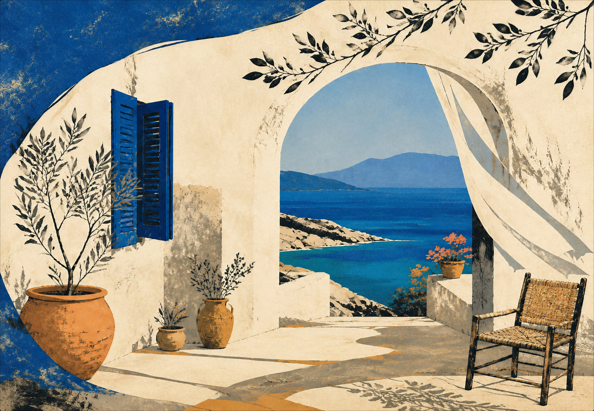 Grèce - L'arche ouverte sur la baie (Paysage)