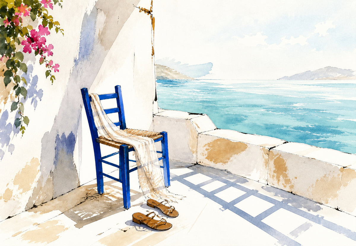 La sedia blu e i sandali (Orizzontale)