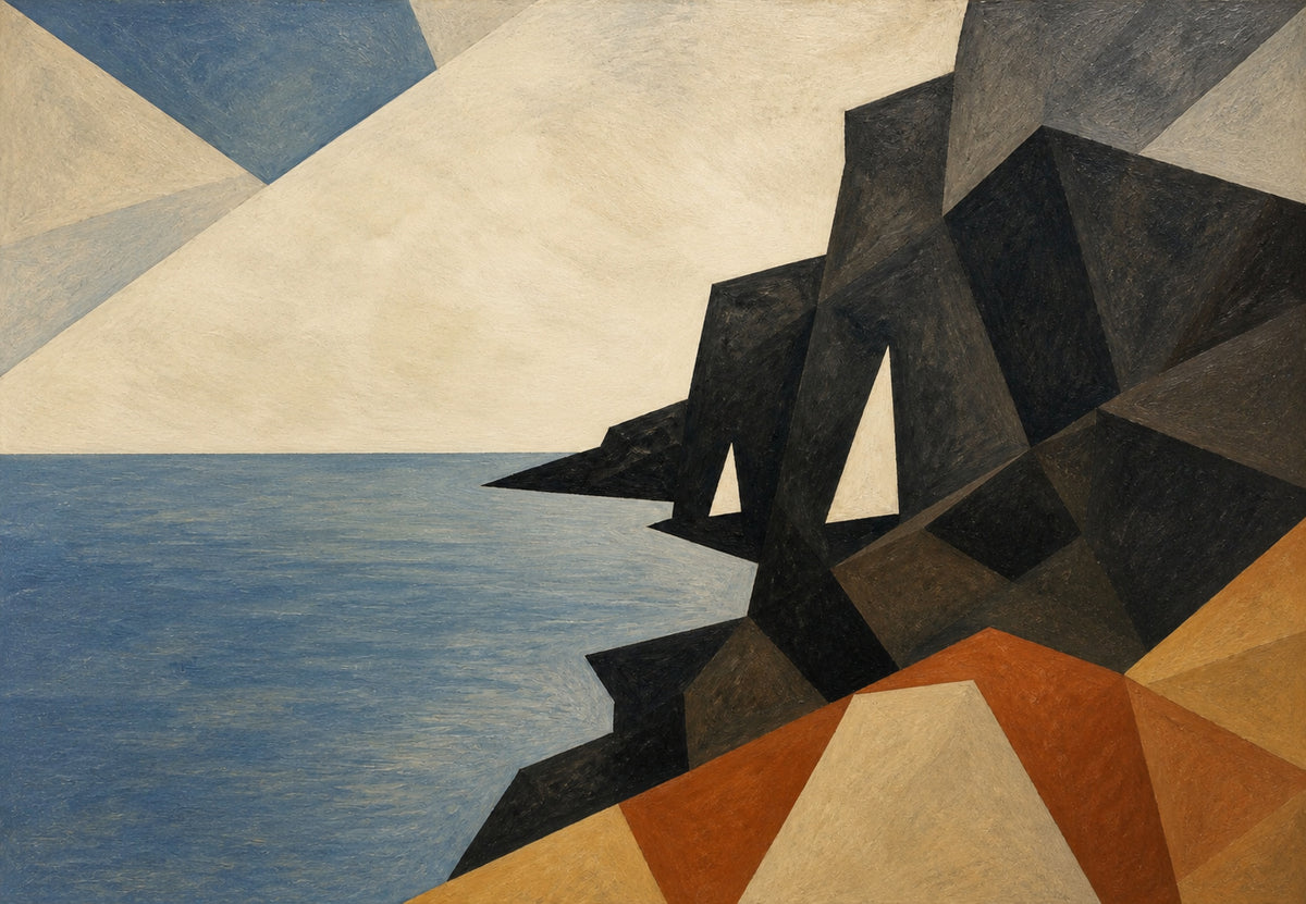 The cliff in facets on the blue (Landscape)