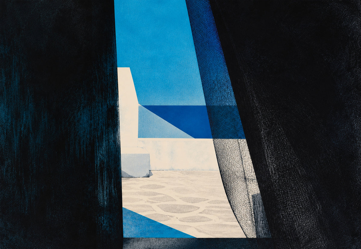 Die blaue Tür und das Pflaster (Querformat)