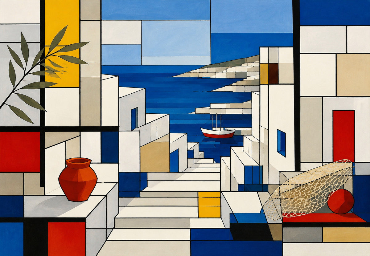 Greece - The chequered lane down to the anchorage (Landscape)