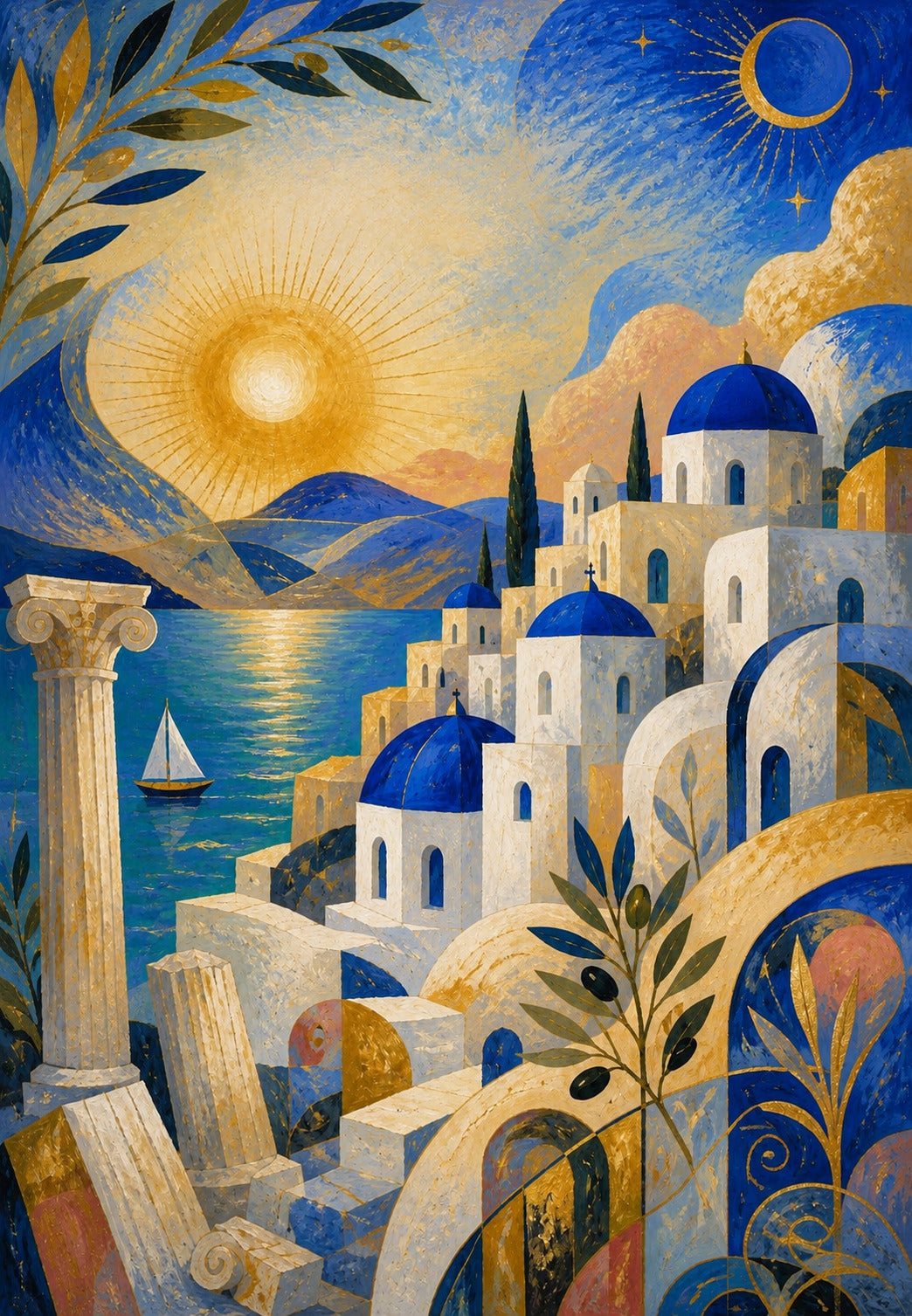 Grèce - Le soleil d'or sur les coupoles