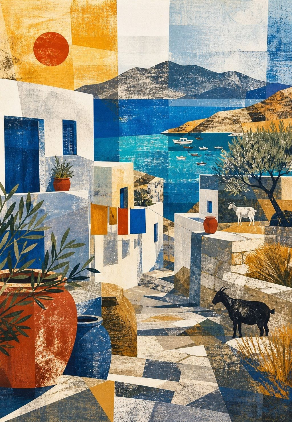 Grèce - Les chèvres au-dessus de la baie