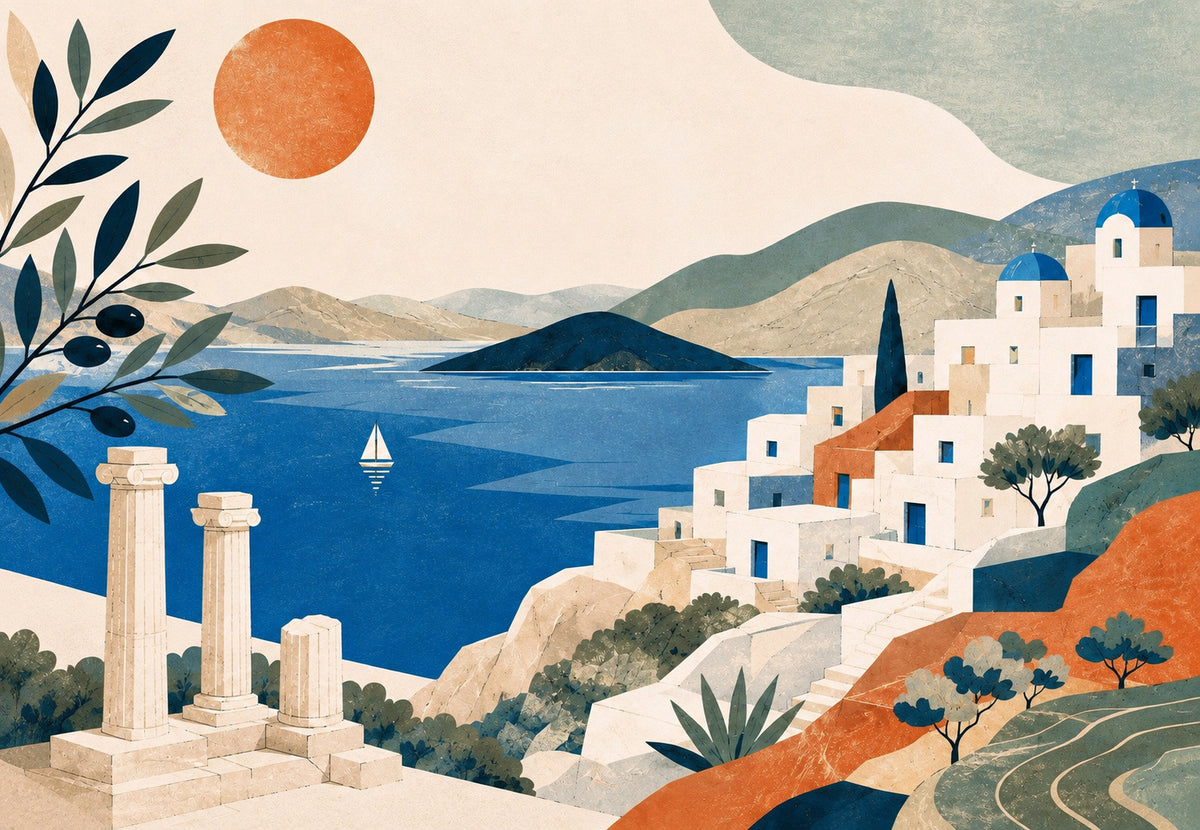 Greece - The columns at the water's edge (Landscape)