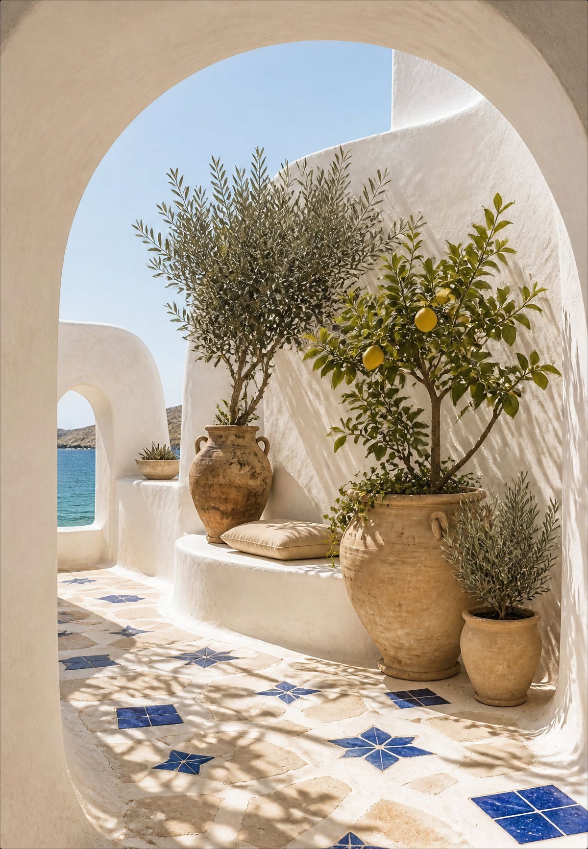 Grecia - Las tinajas bajo el arco blanco