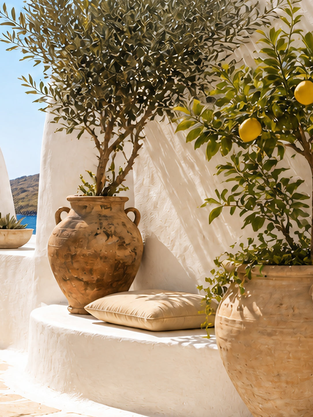 Detail a taille reelle du tirage, affiche grece les jarres sous l arche blanche paysage