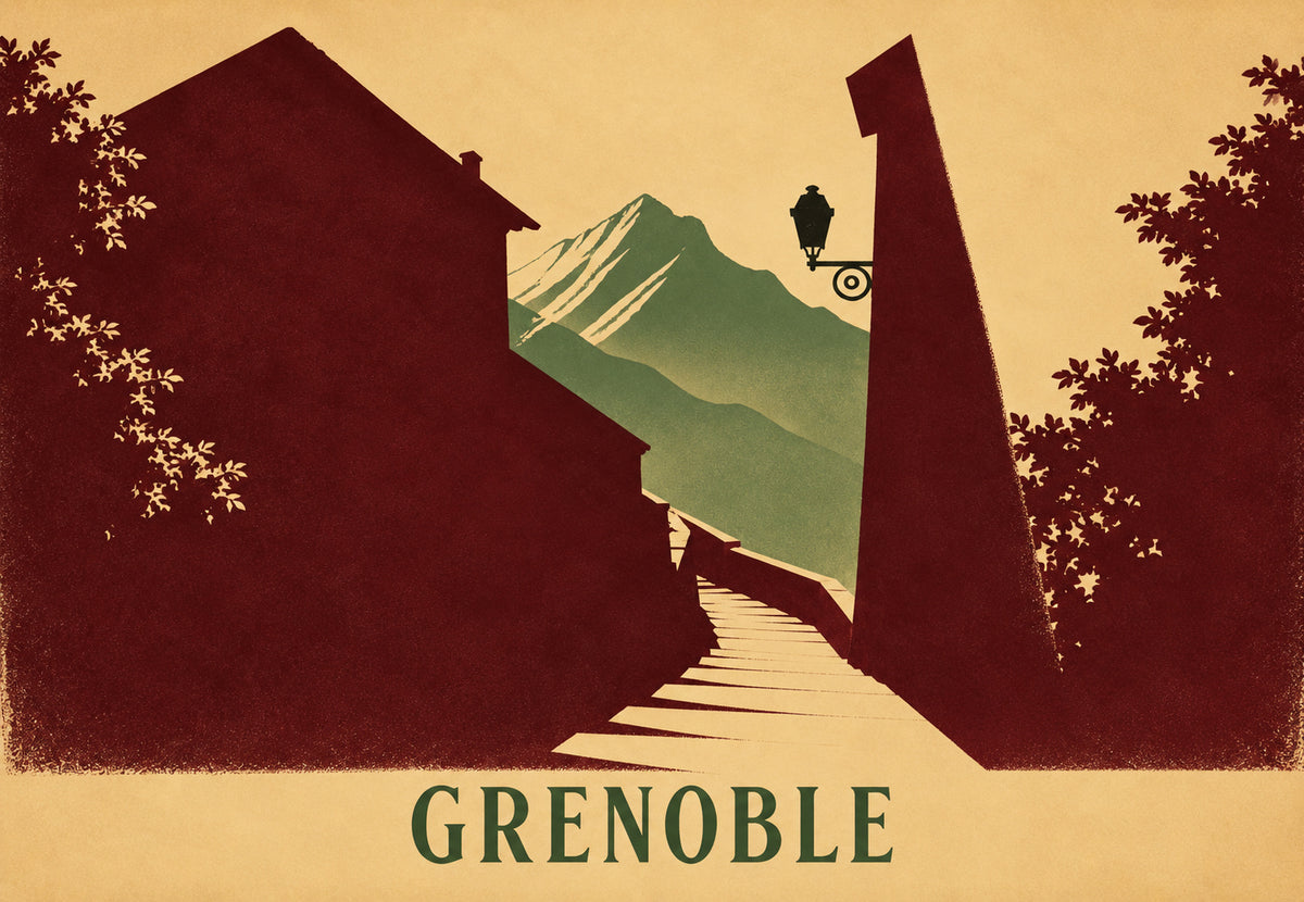 Grenoble - Schody mezi zdmi k hoře (Na šířku)
