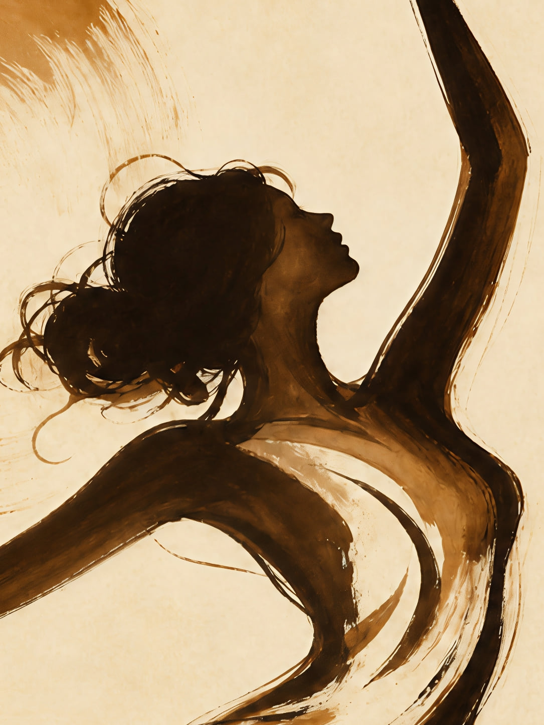 Detail a taille reelle du tirage, affiche ibiza danse au soleil sepia paysage