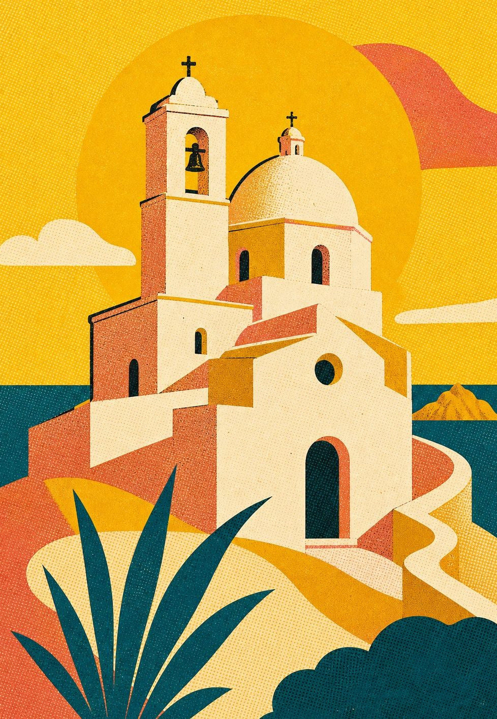Ibiza - L'église au soleil couchant