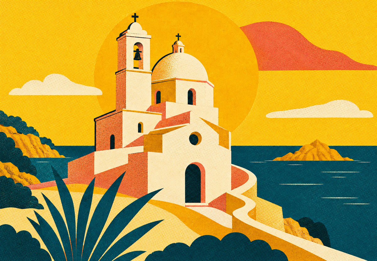 Ibiza - Die Kirche bei Sonnenuntergang (Querformat)