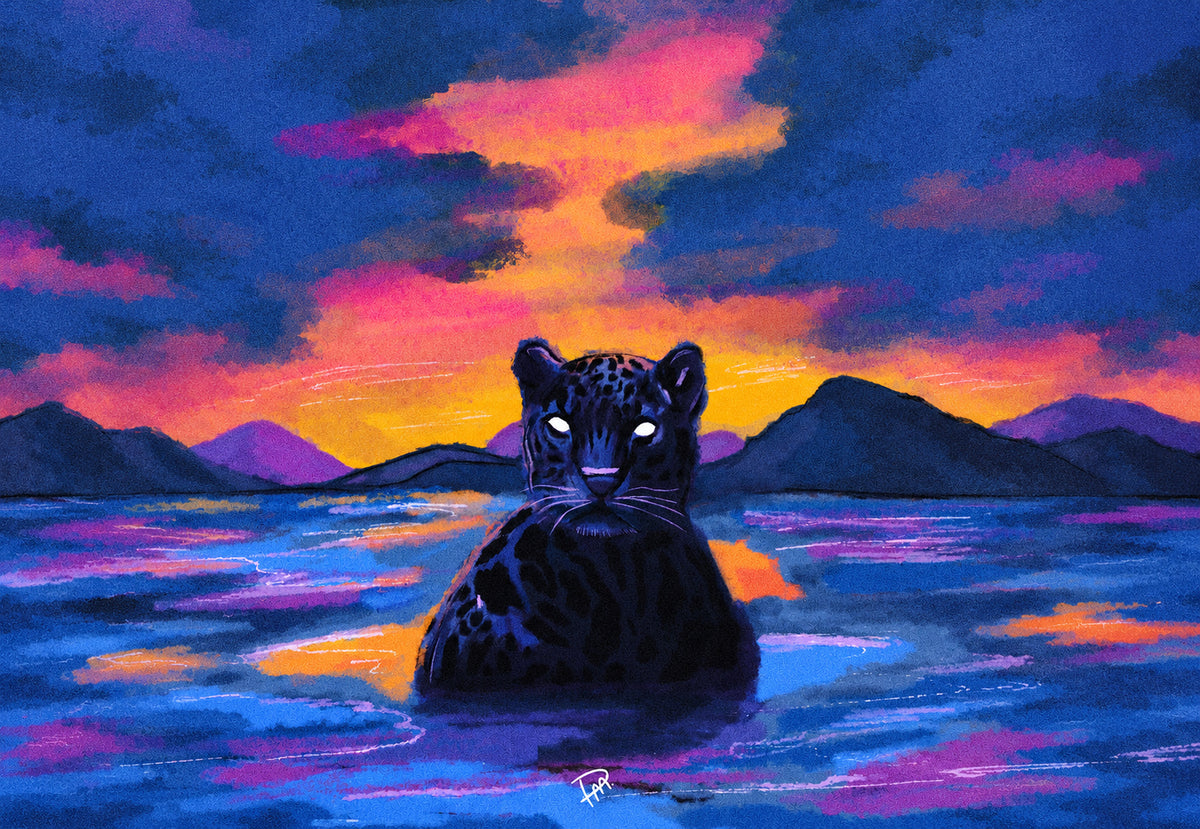 Jaguar in der Dämmerung (Querformat)