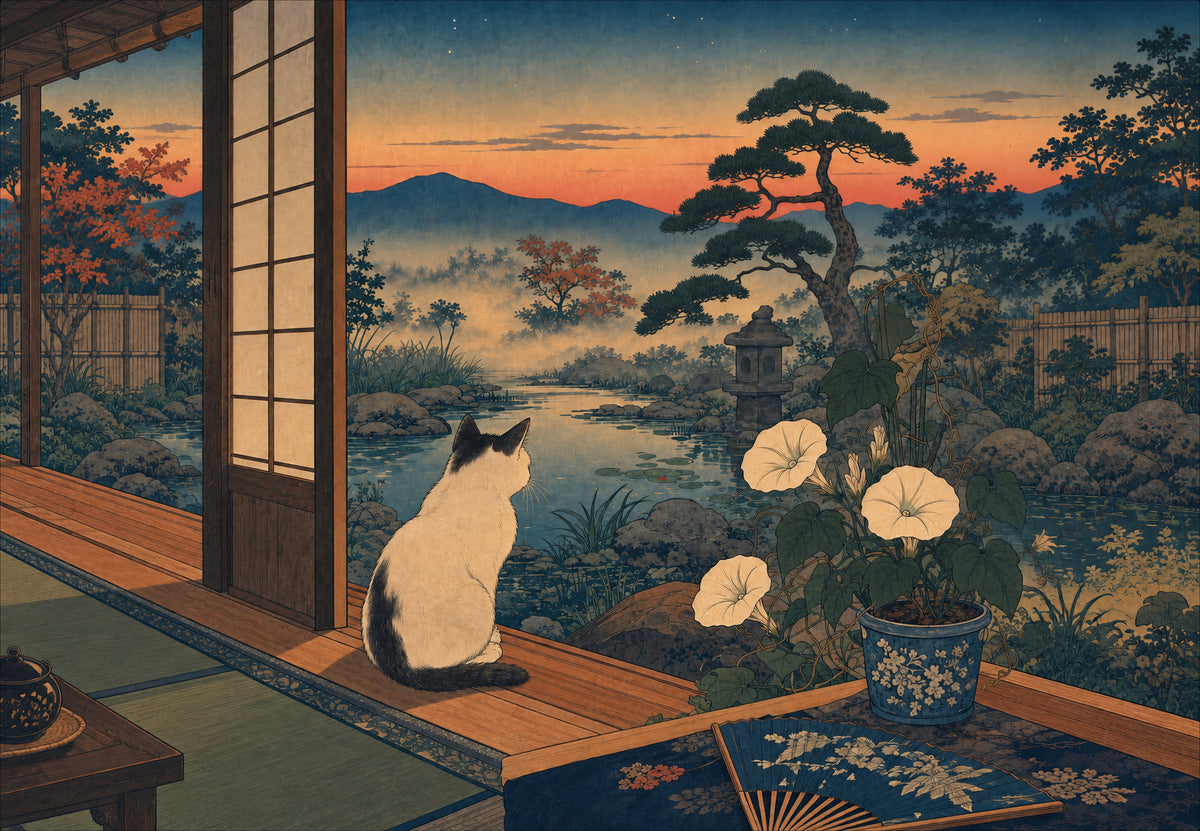 Japan - Die Katze am Fenster (Querformat)