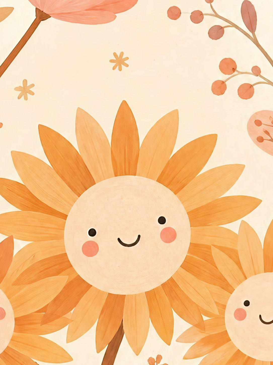 Detail a taille reelle du tirage, affiche jardin des soleils souriants