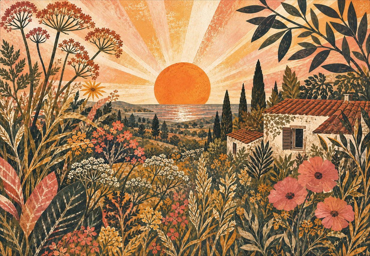Mediterraner Garten in der Sonne (Querformat)