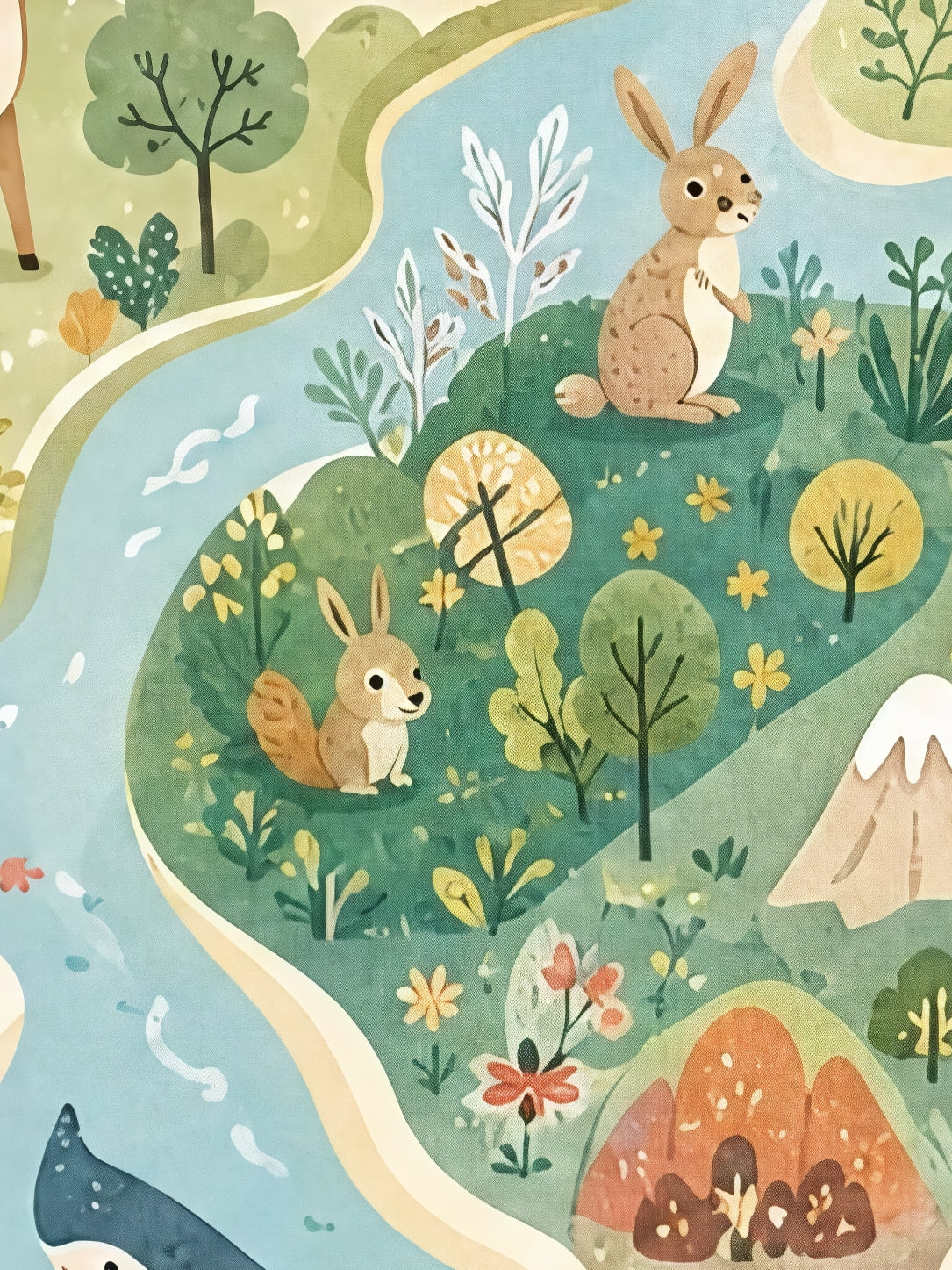 Detail a taille reelle du tirage, affiche carte des animaux du monde