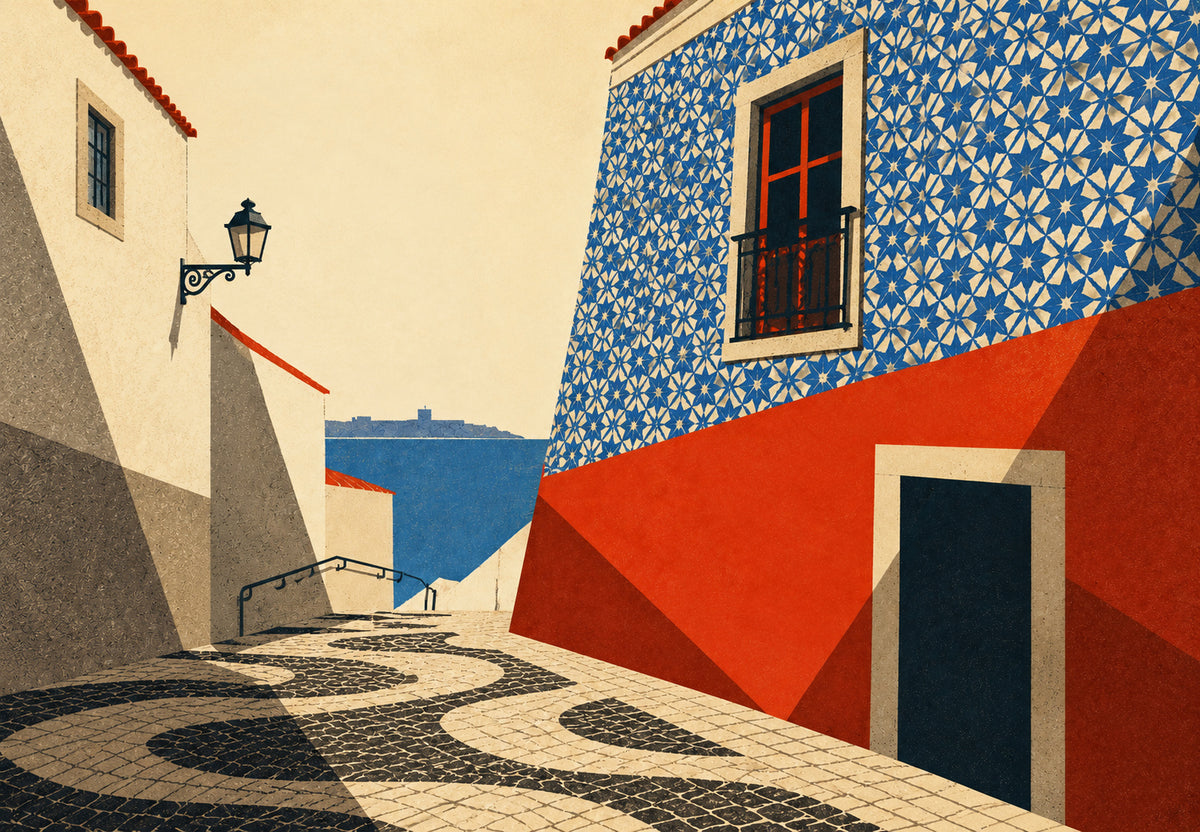 Lisbona - Il muro di azulejos in fondo alla strada (Orizzontale)