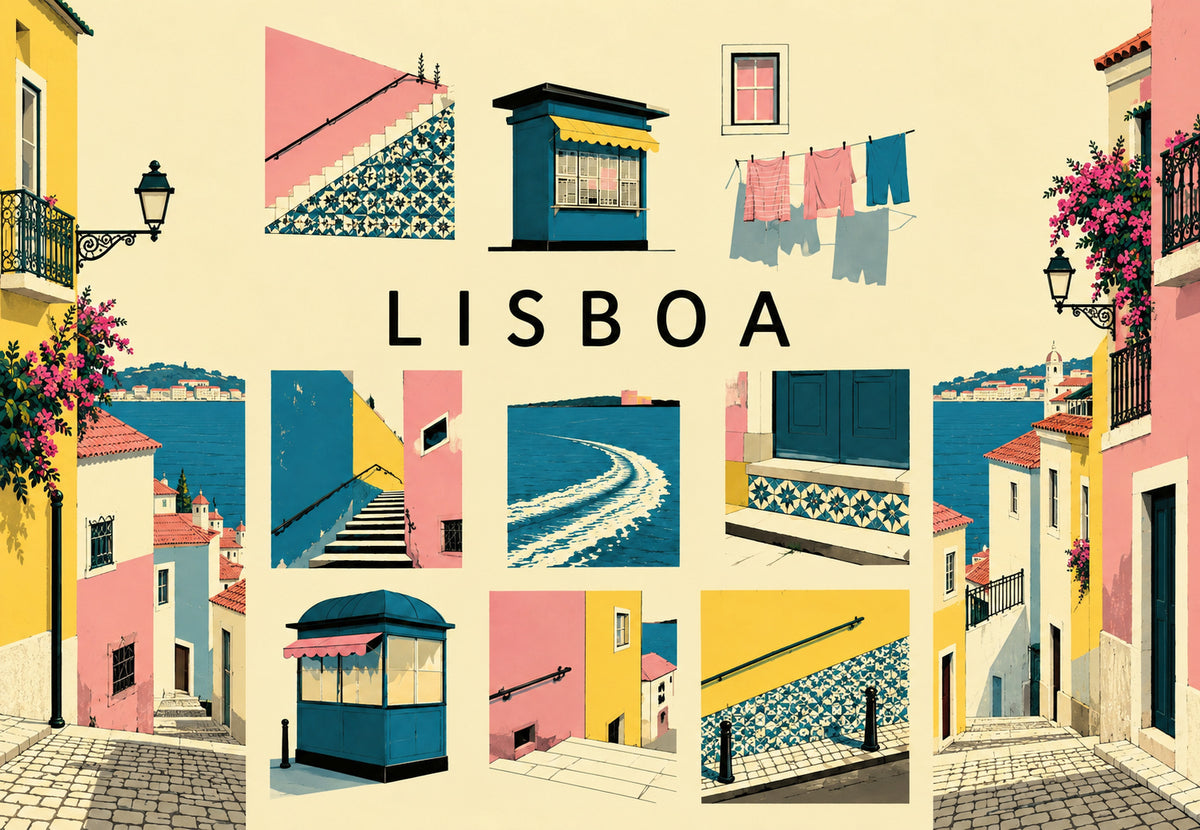 Lisbon - Kiosks and Facades in Twelve Vignettes (Landscape)