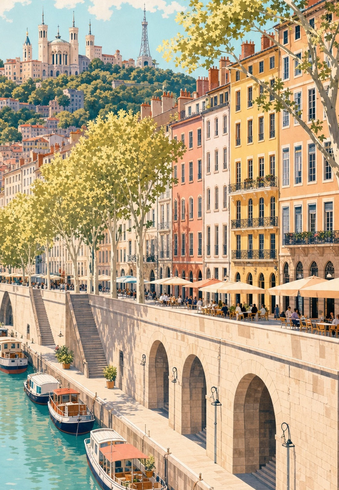 Lyon - Die Kais unterhalb von Fourvière