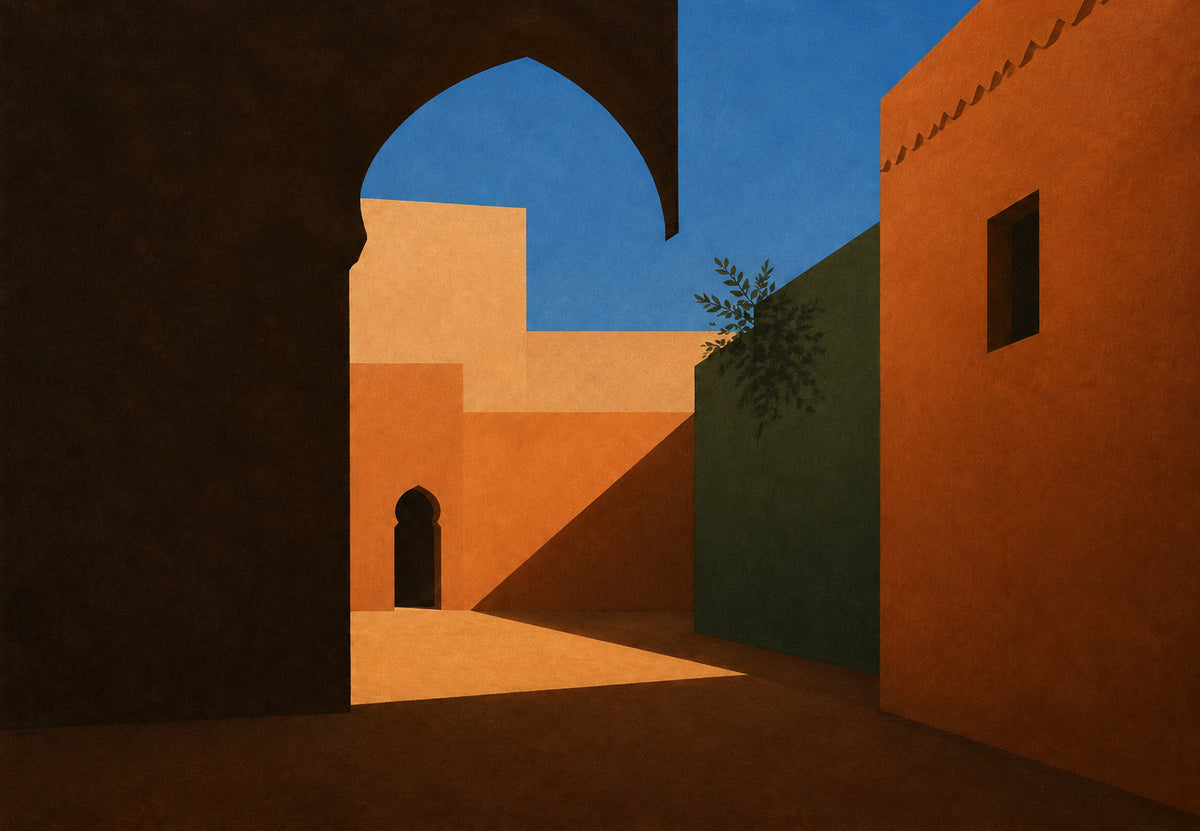 Marrakech - El arco azul y el olivo (Horizontal)
