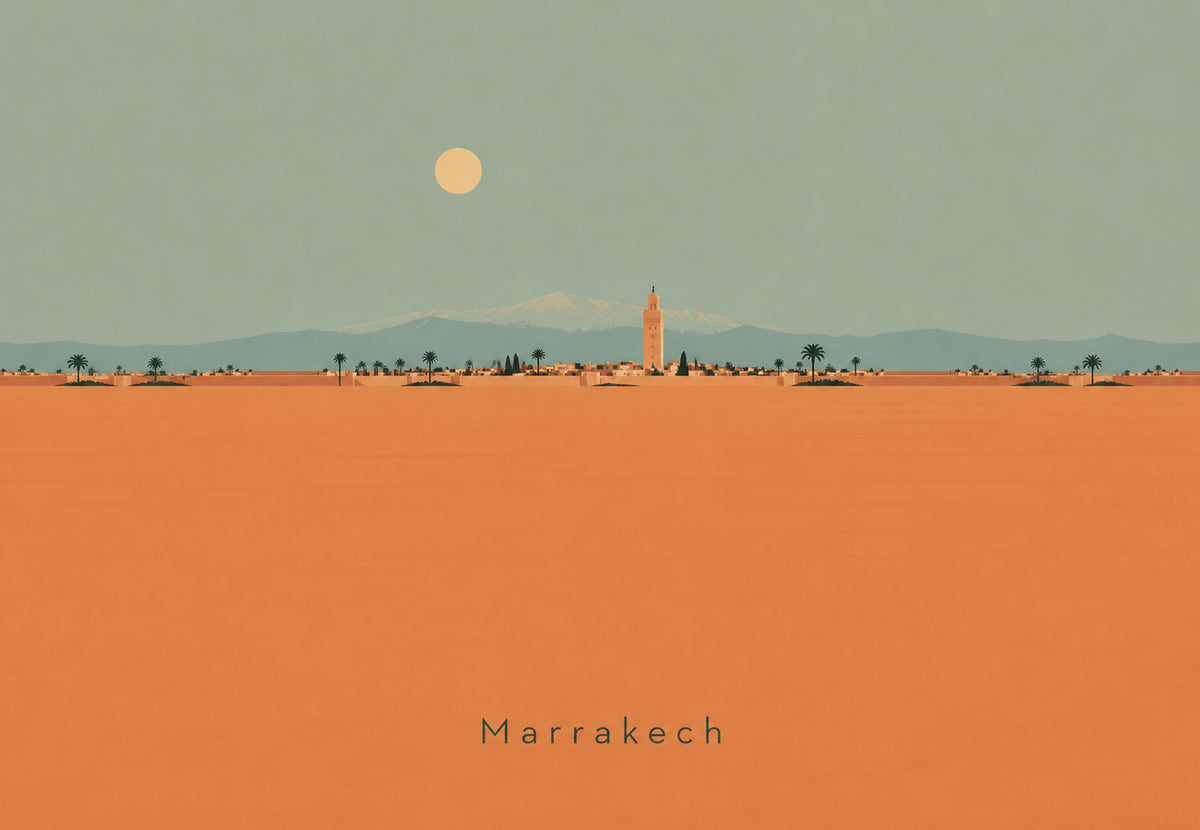 Marrakech - Det snöiga Atlas bakom staden (Liggande)