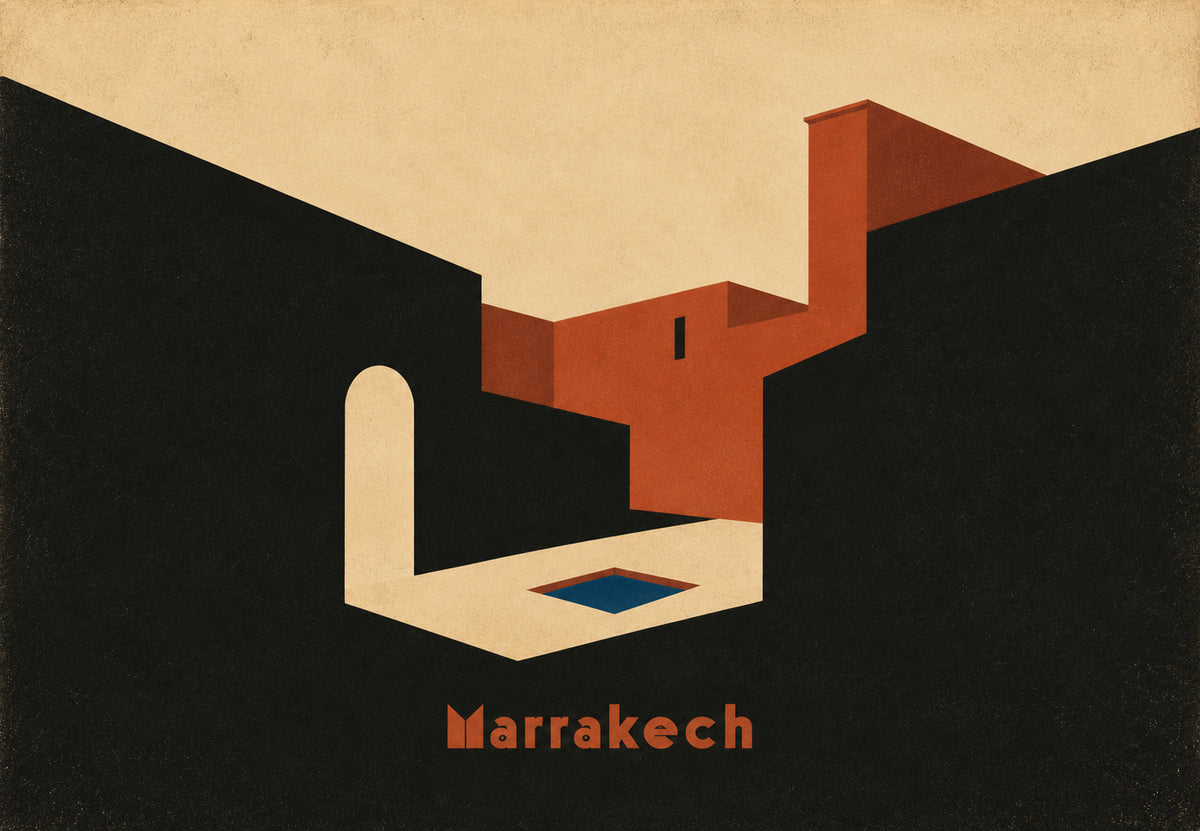 Marrakesh - The Courtyard Pool at Night (Landscape)