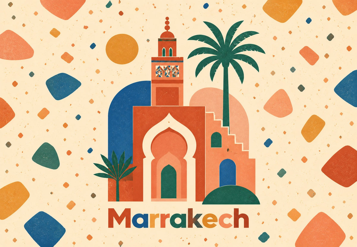 Marrakesh - The Medina Speckled in Coral (Landscape)