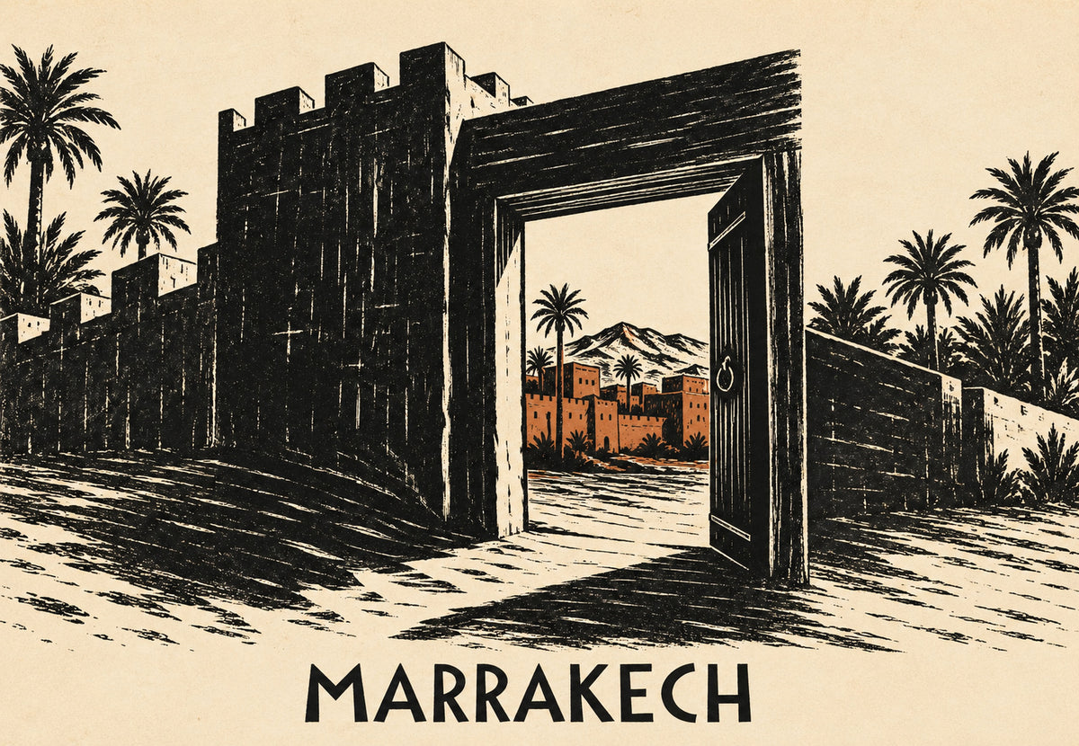 Marrakech - La porta aperta sulla città e le dune (Orizzontale)