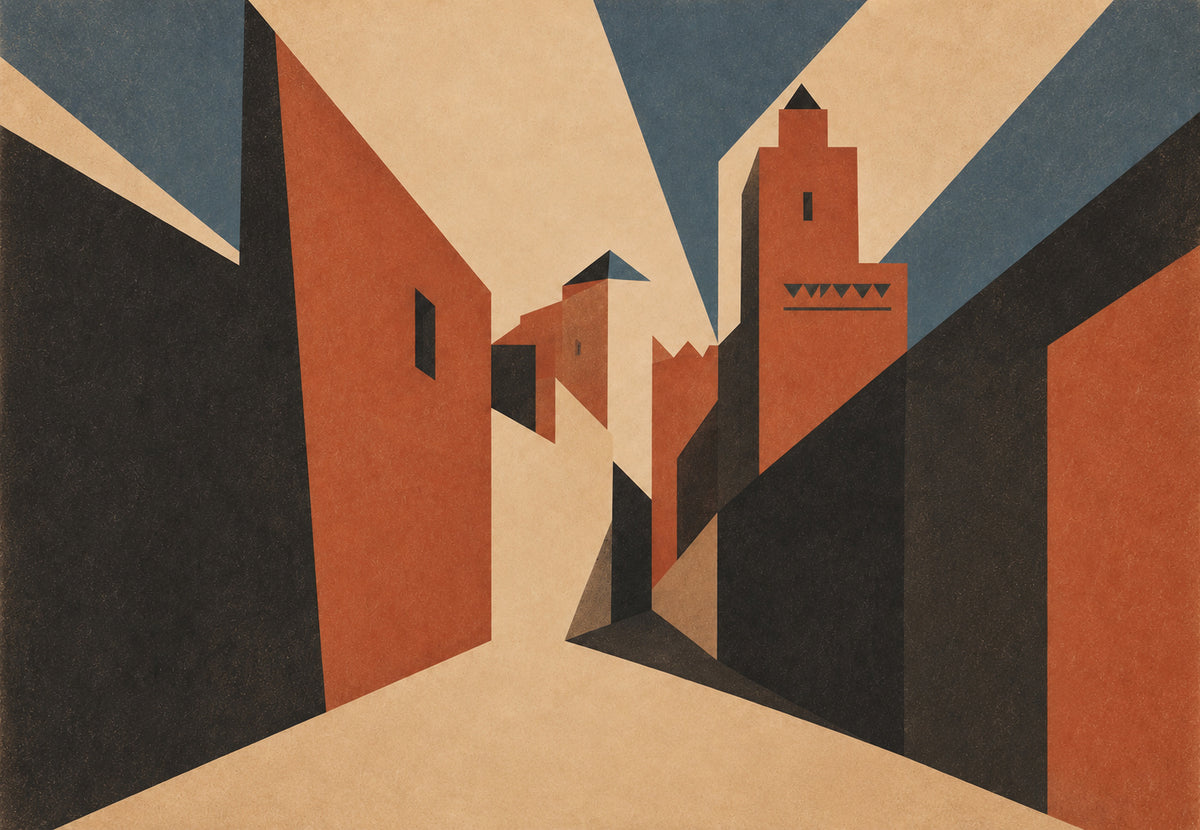 Marrakesh - The Alley in Pink Volumes (Landscape)