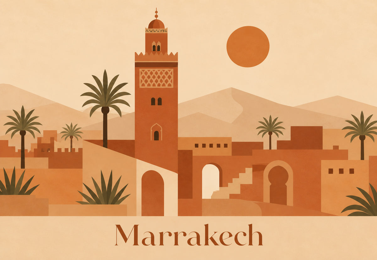 Marrakesh - The Minaret before the Atlas (Landscape)