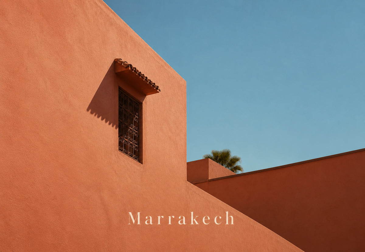 Marrakech - Il muro rosa e la finestra traforata (Orizzontale)