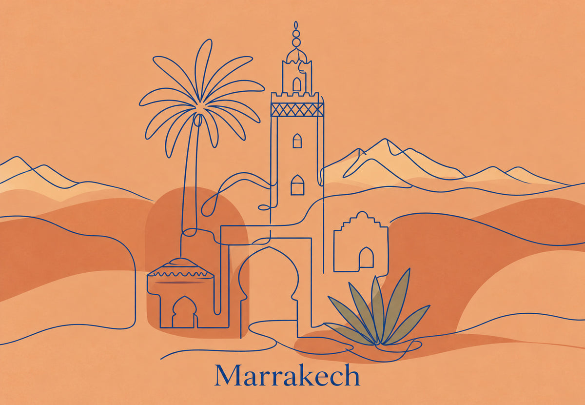 Marrakech - El trazo continuo sobre melocotón (Horizontal)