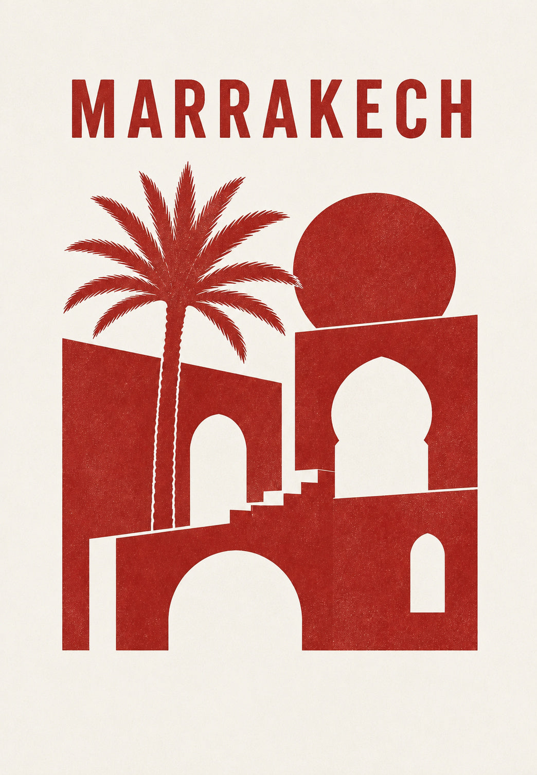 Marrakesh - Palms Cut in Carmine