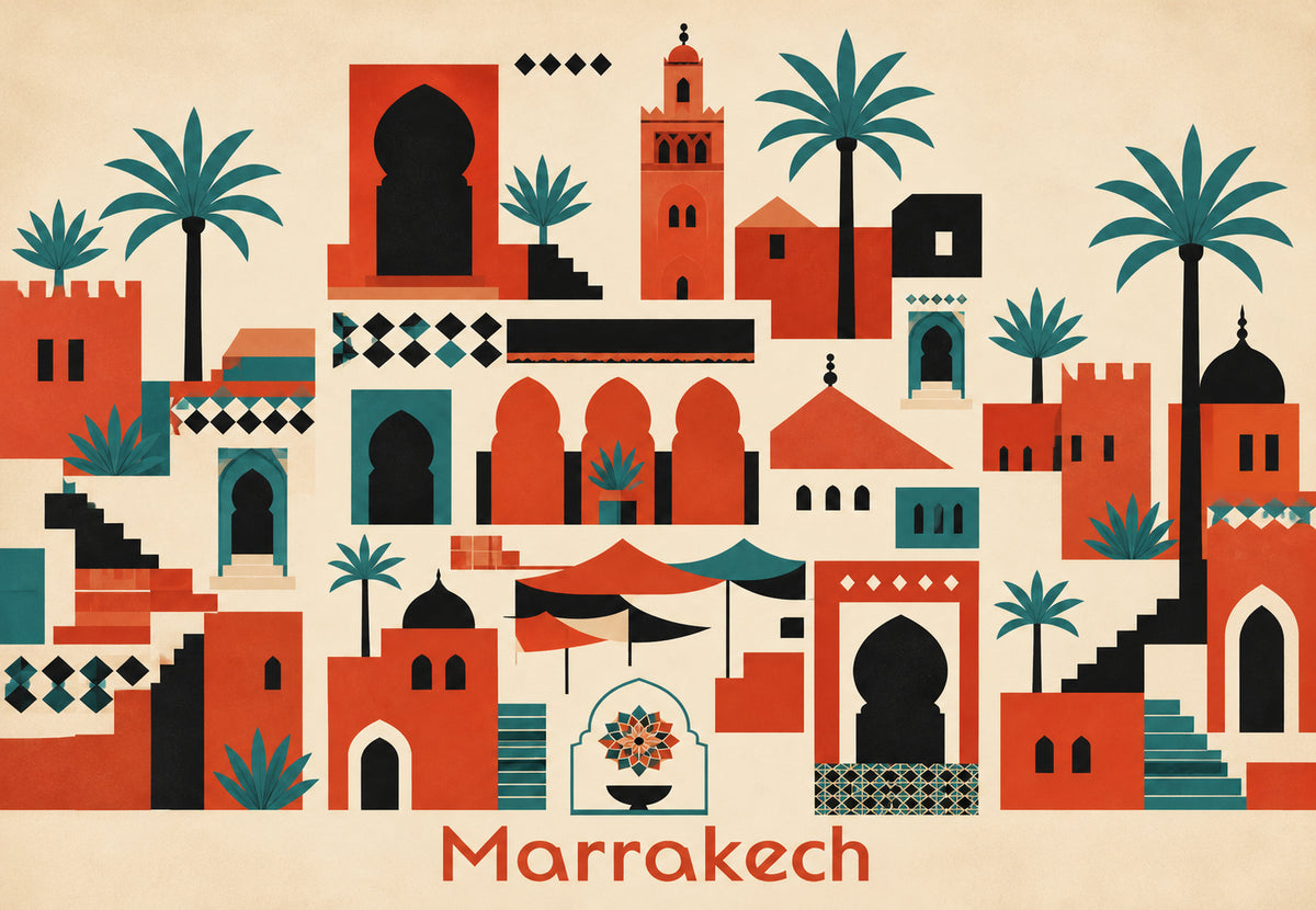 Marrakech - Les portes et les tentes du souk (Paysage)