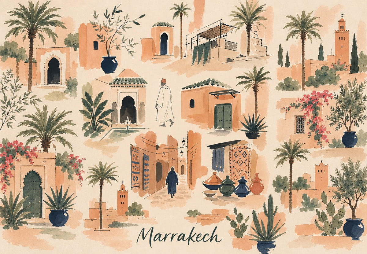 Marrakesh - Rugs, Tagines and Passers-by (Landscape)
