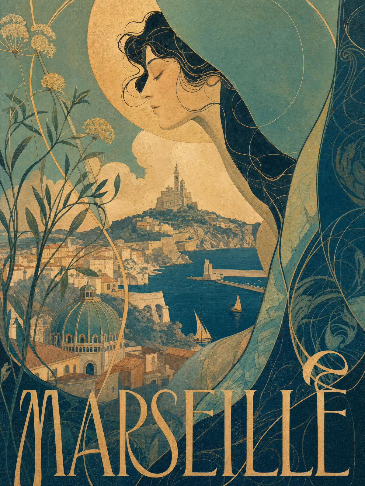 Marseille - La muse au-dessus du port