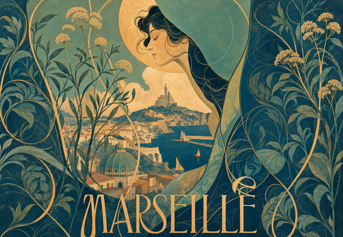 Marseille - The muse above the harbour (Landscape)