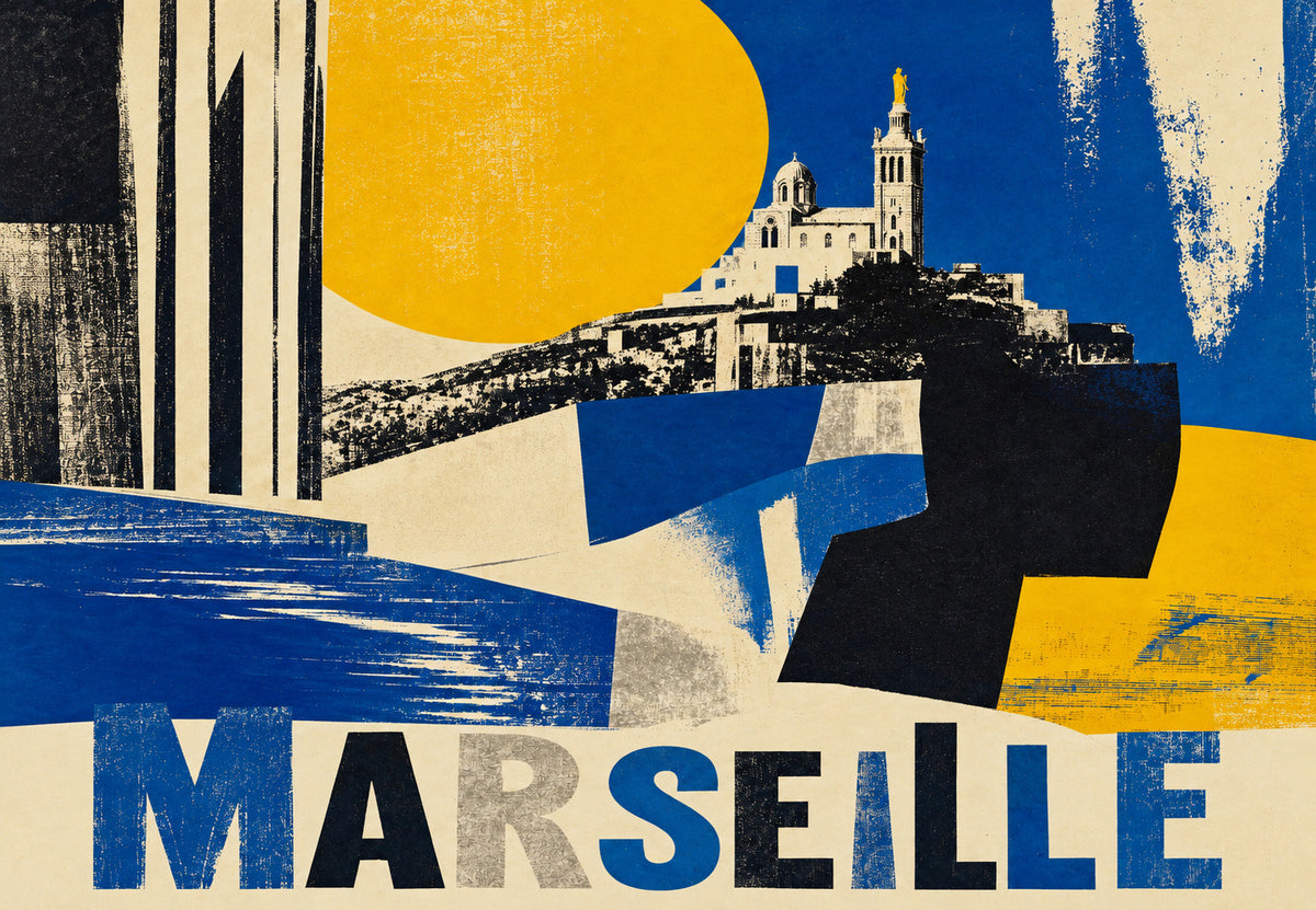 Marseille - Gravure sur la colline (Paysage)
