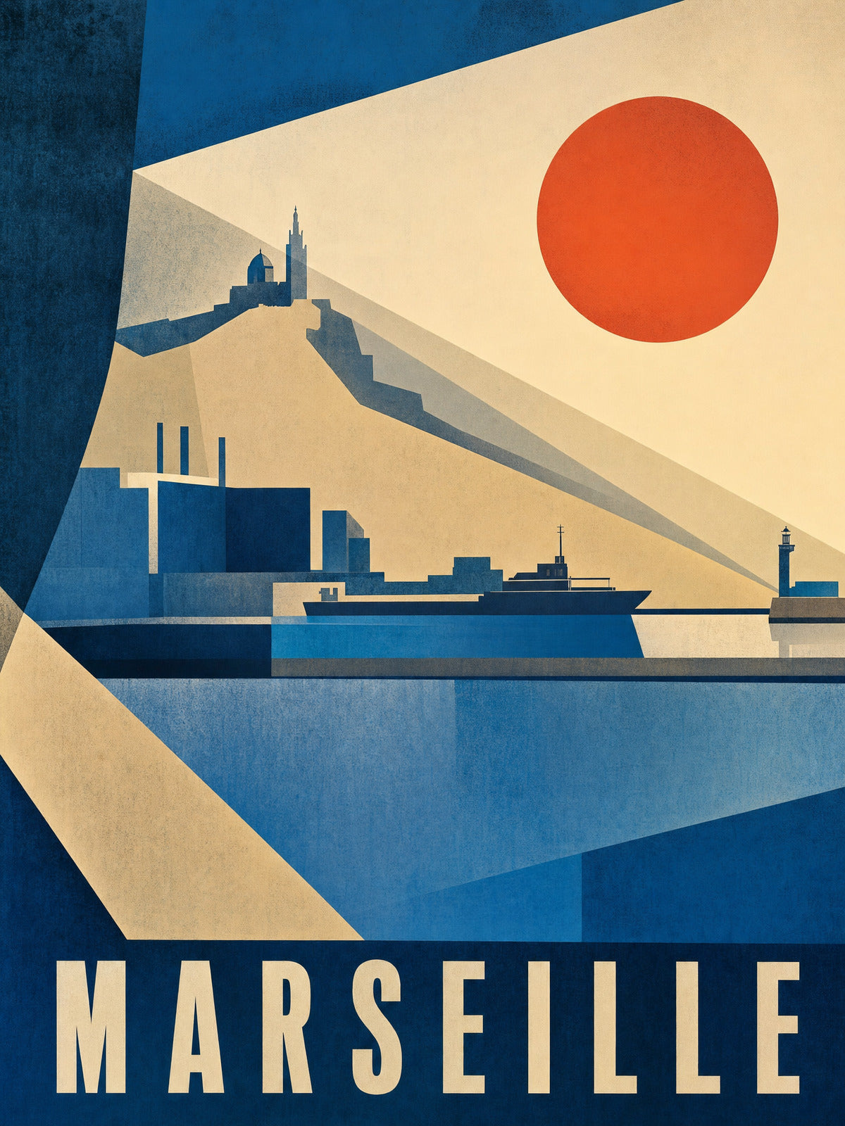 Marseille - Nákladní lodě v nízkém slunci