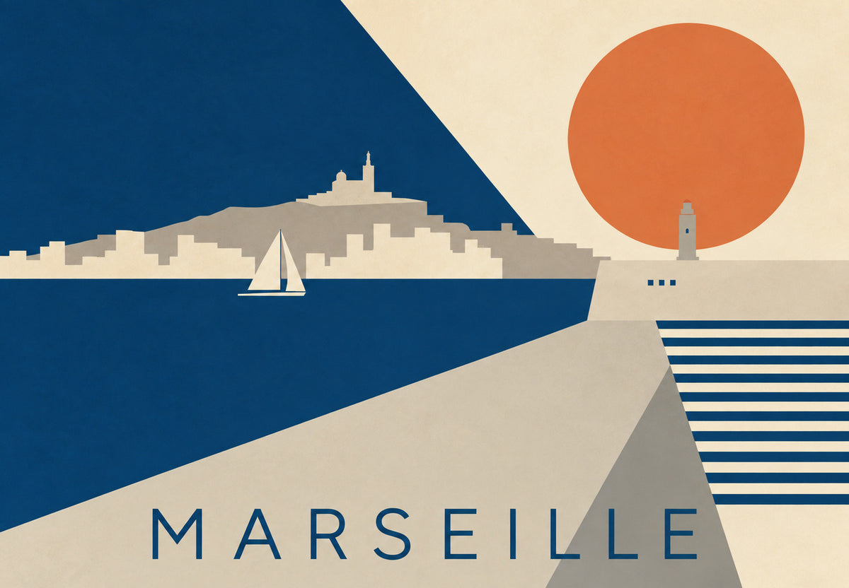 Marseille - Une voile au couchant (Paysage)