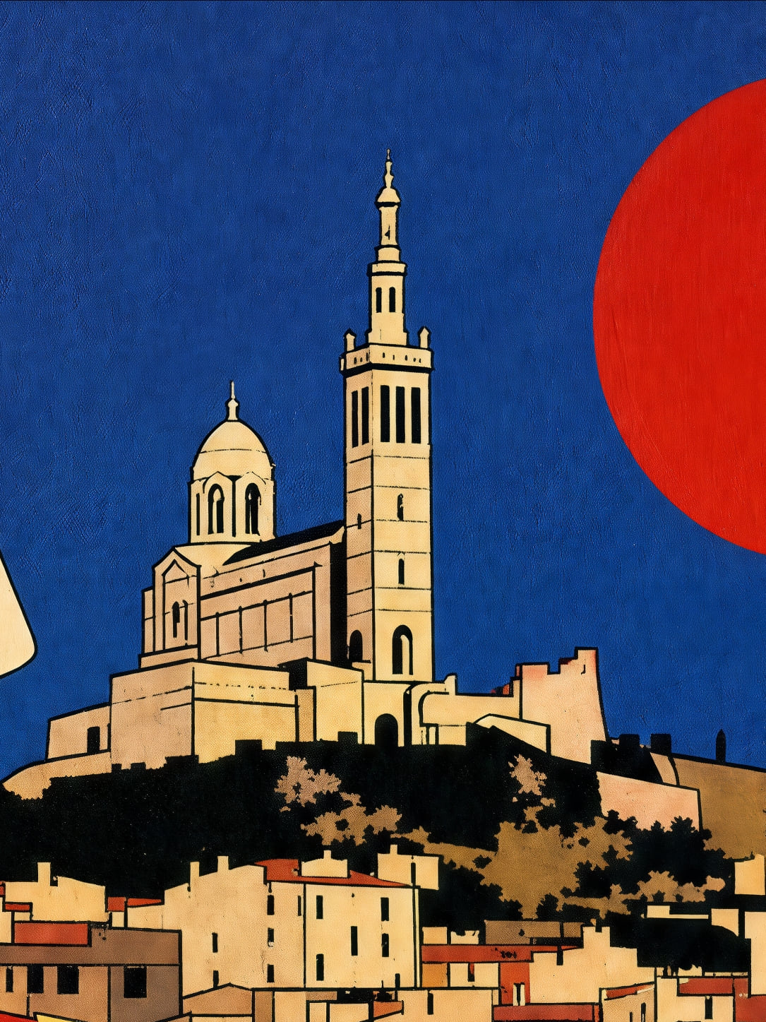 Detail a taille reelle du tirage, affiche marseille profil et mariniere