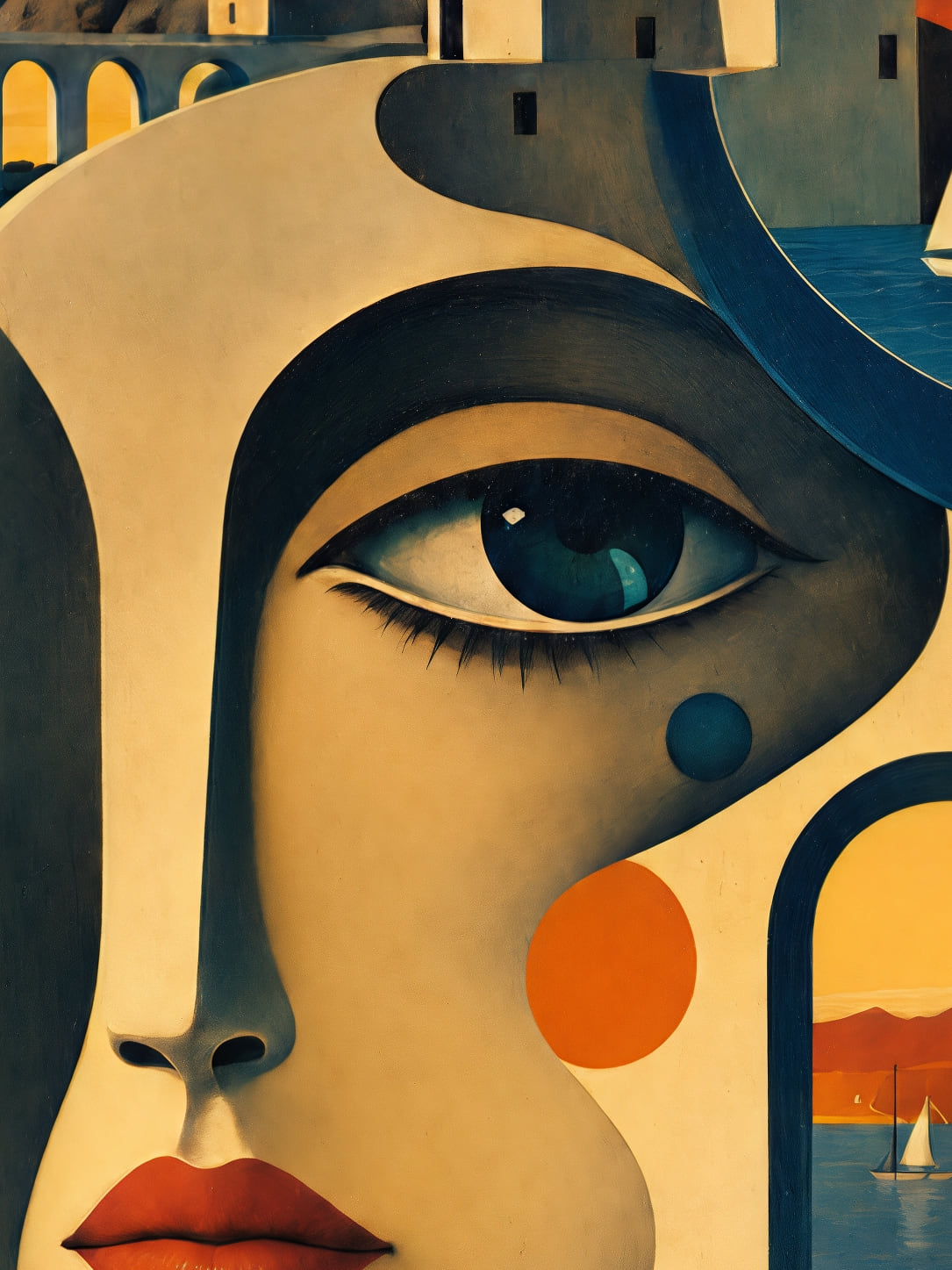 Detail a taille reelle du tirage, affiche marseille visage et volutes