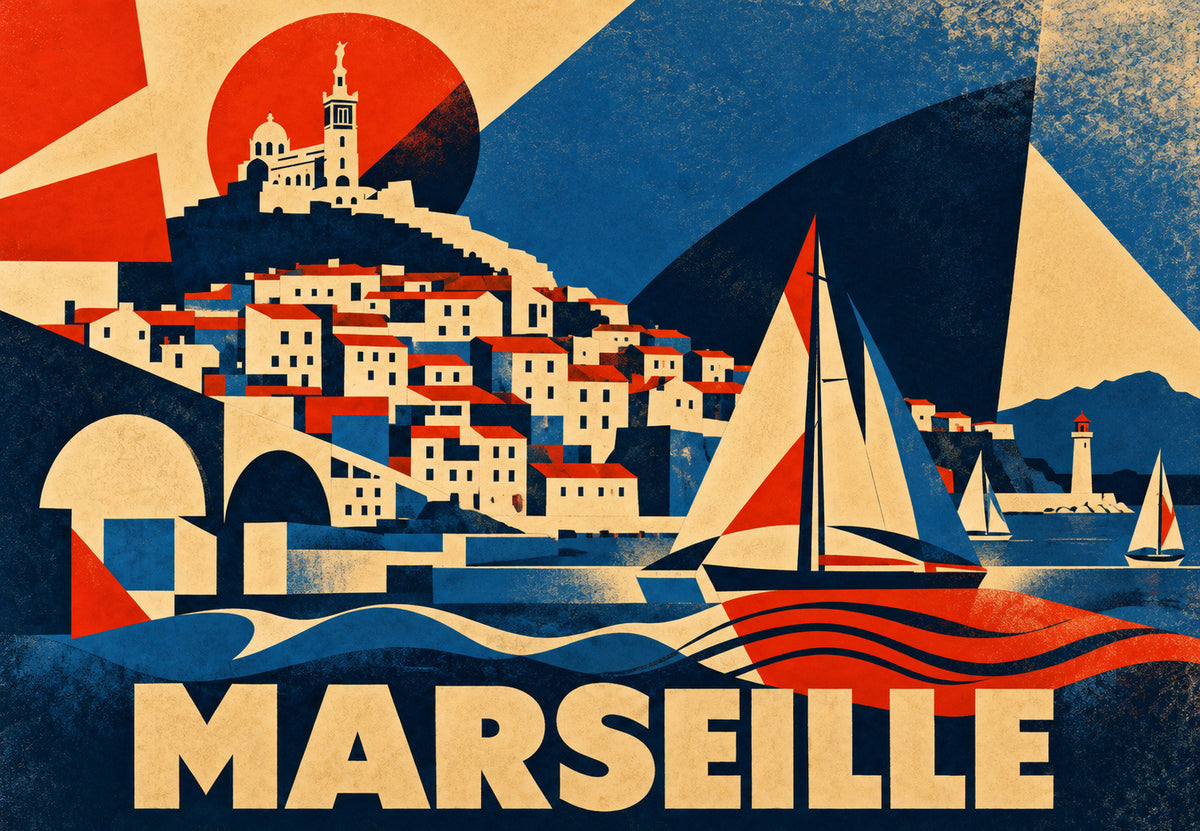 Barche a vela rosse e blu (Orizzontale)