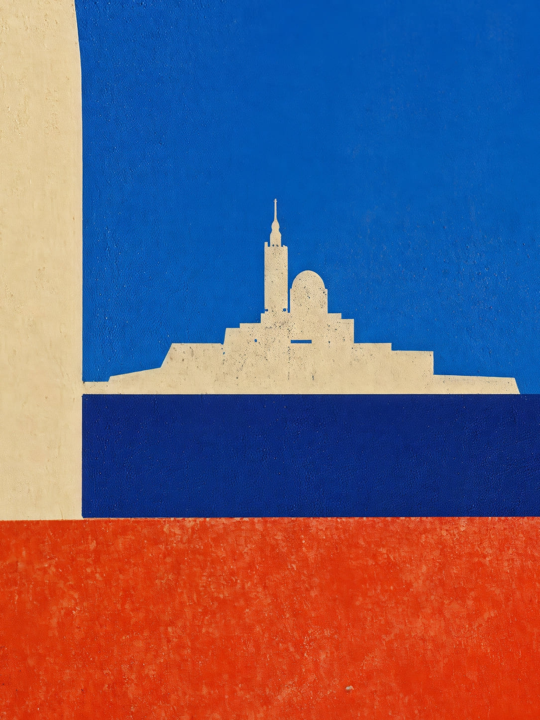 Detail a taille reelle du tirage, affiche marseille voute creme et marches
