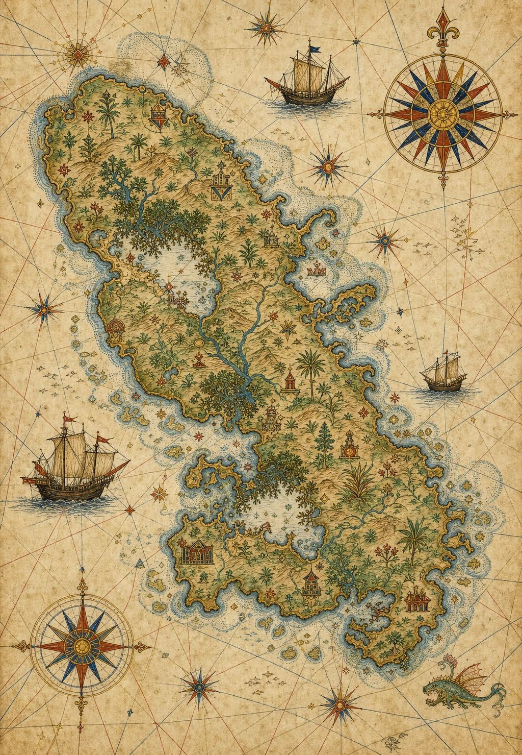 Martinique - Alte Seekarte