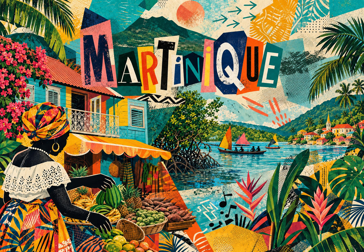 Martinique - La rue du marché (Paysage)