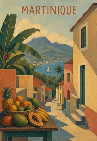 Martinique - Kreolische Früchte über der Bucht